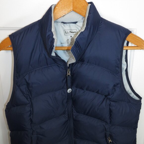 L.L. Bean Women's Classic Goose Down Full Zip Puffer Vest Medium Navy Blue - Picture 2 of 4